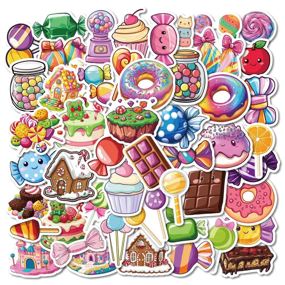 Adesivos Candy Theme, 50 peças, lindos decalques de sobremesa para bricolage