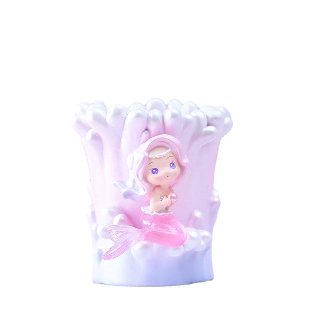 Porta-canetas Porta-lápis Resin Mermaid Coral Design