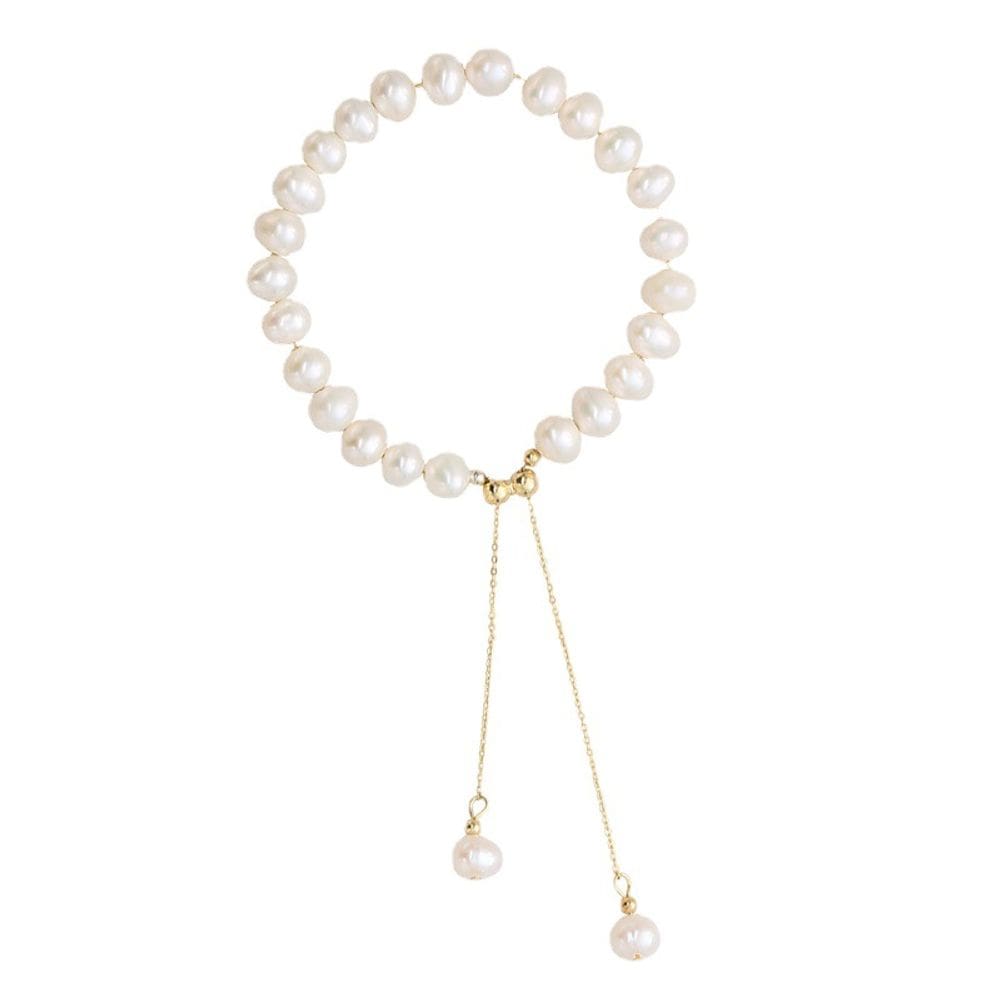 Pulseira barroca de pérola de água doce para mulheres, ajustável