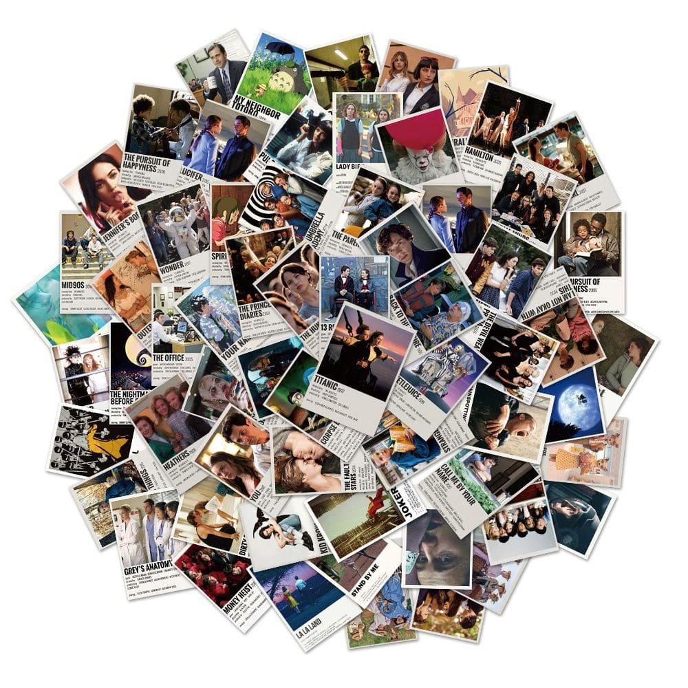 Pacote de adesivos: 64 peças, pôster de filmes e séries de TV, filme retrô