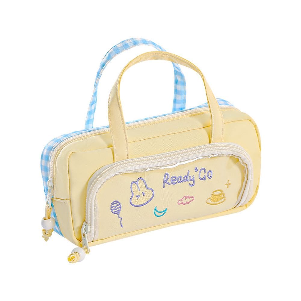 Estojo de lápis com design xadrez estético de grande capacidade