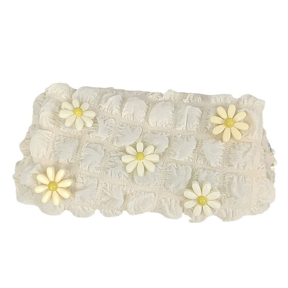 Estojo de lápis Cute Daisy Puff Style de grande capacidade de armazenamento