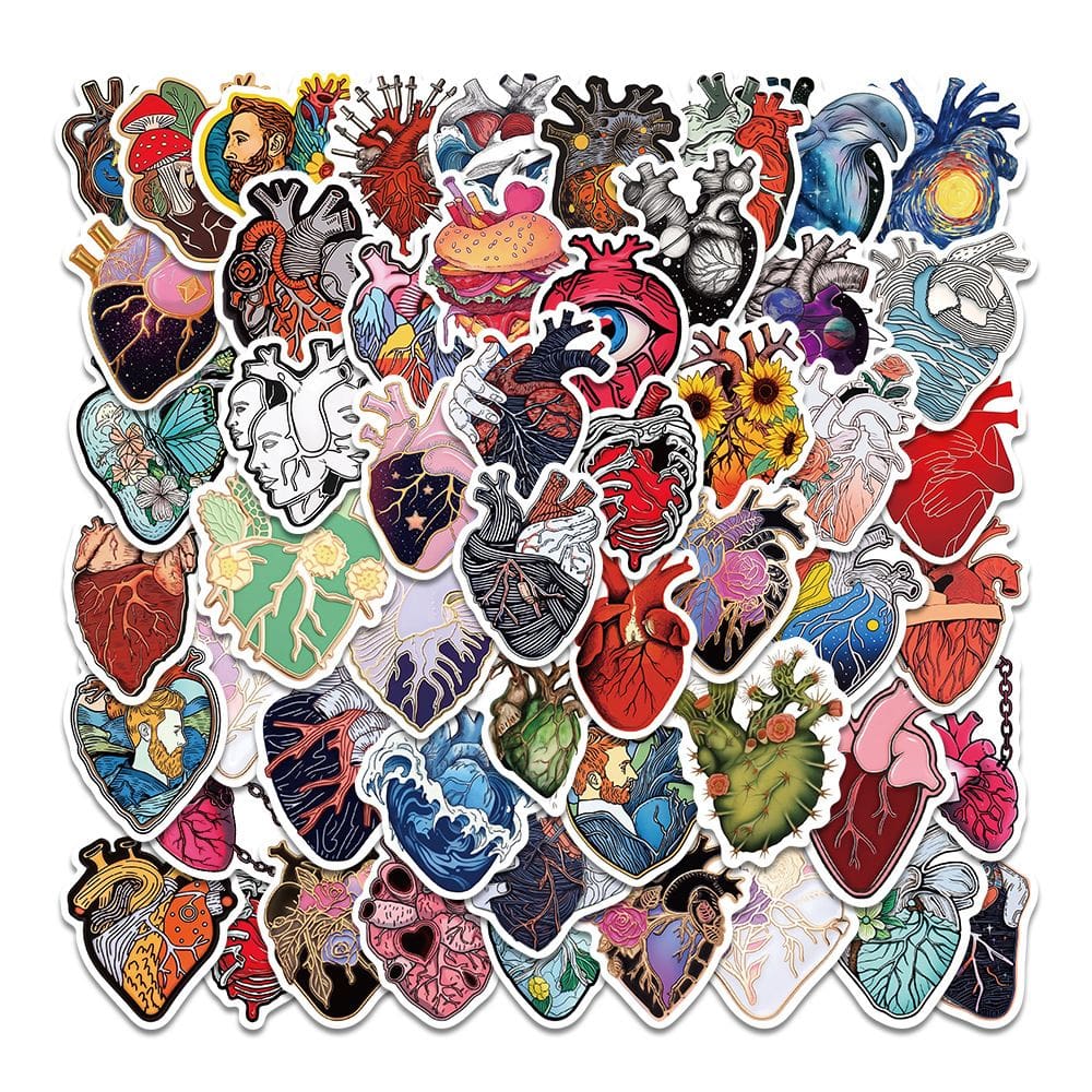Adesivos Heart Graffiti, 50 unidades, decalques de arte criativa à prova d`água