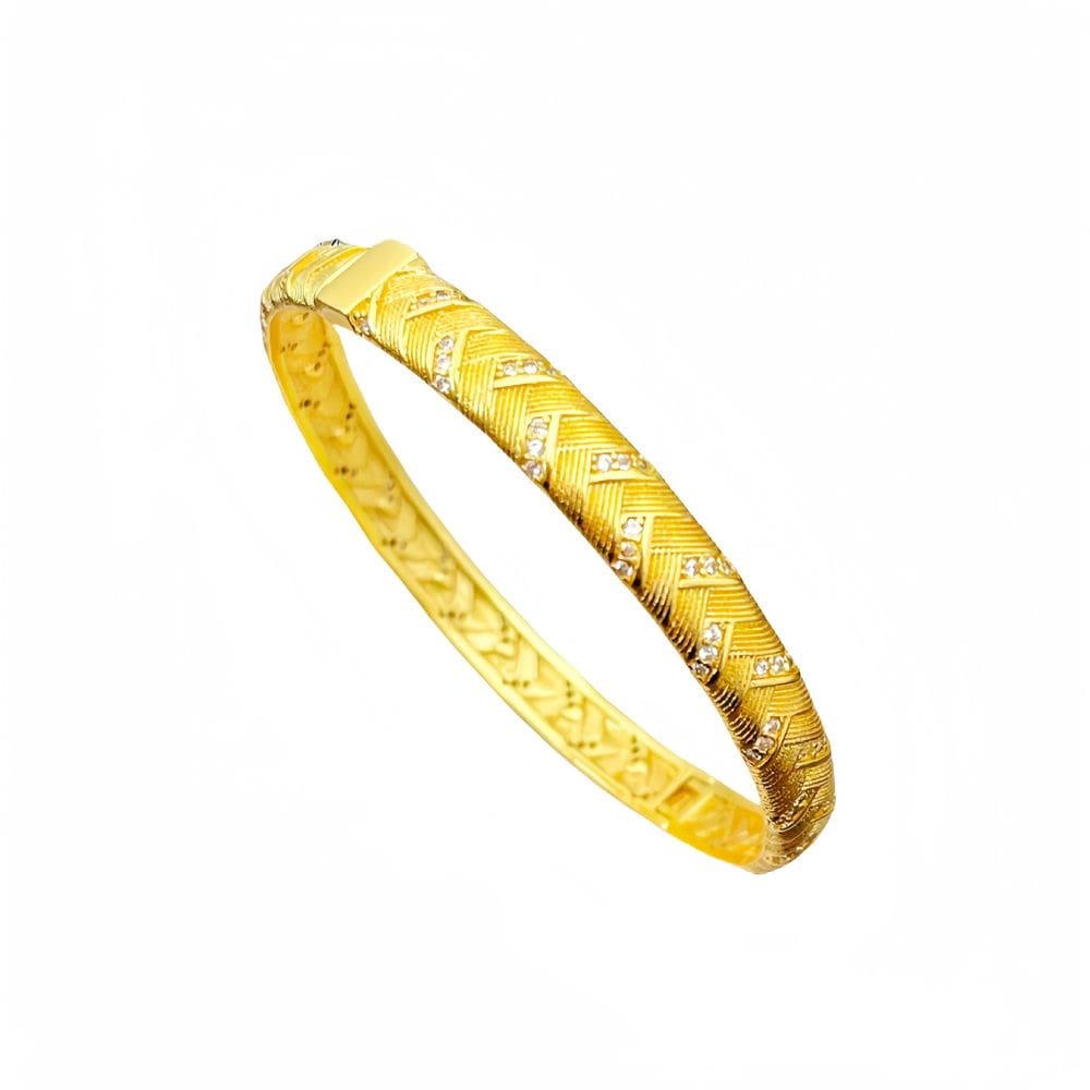 Pulseira banhada a ouro para mulheres, pulseira texturizada de 22g