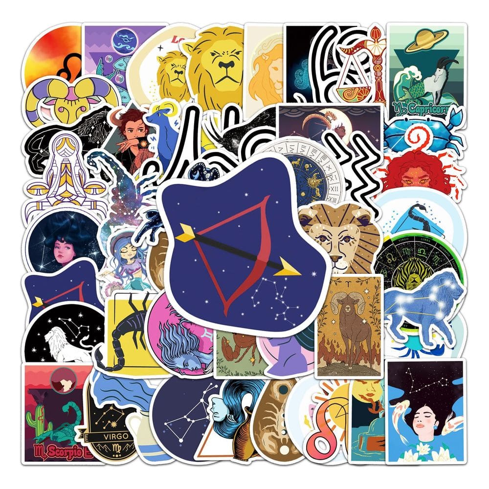 Pacote de adesivos Zodiac Signs, 50 unidades, vinil impermeável