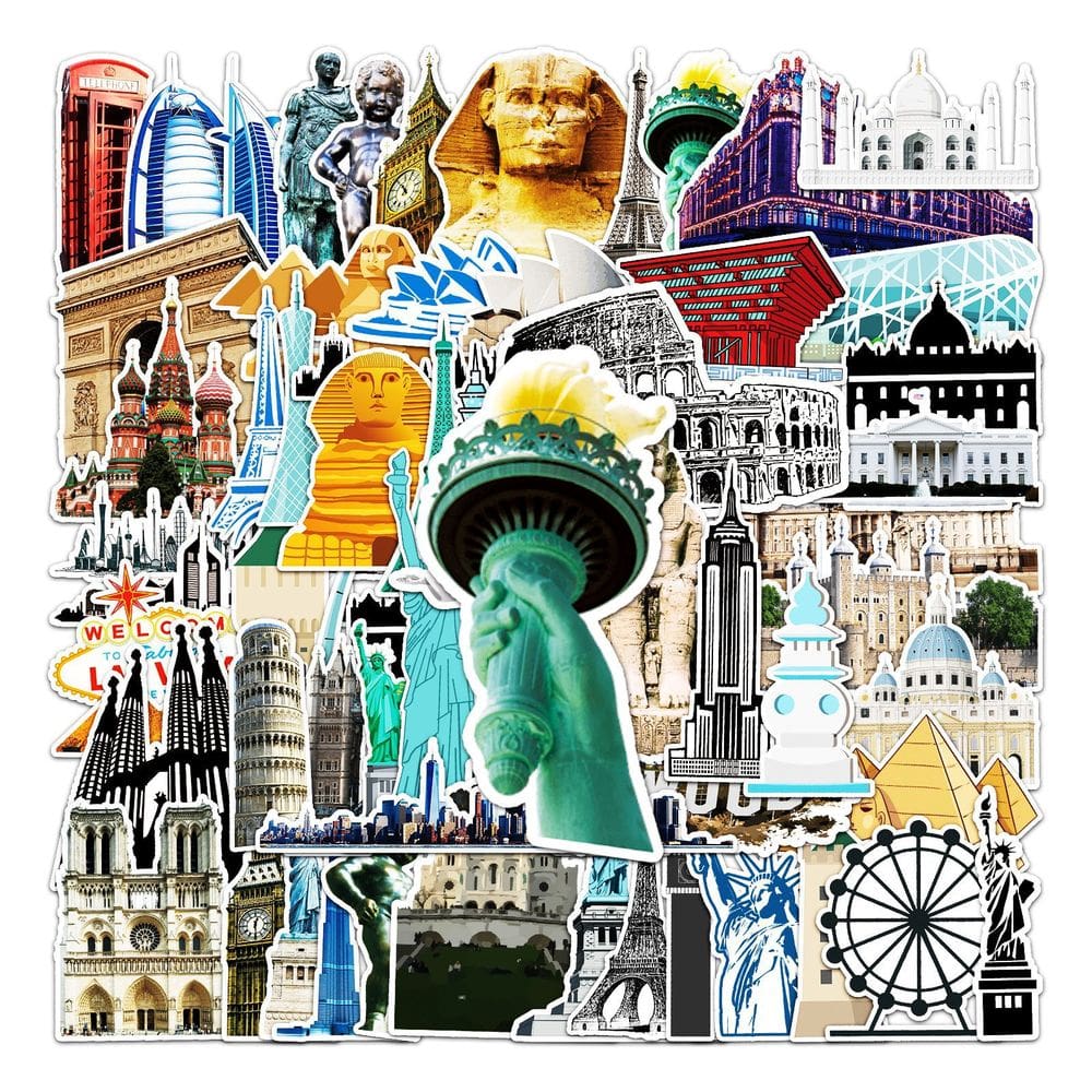 Adesivos Landmark Building Waterproof Travel 64 unidades