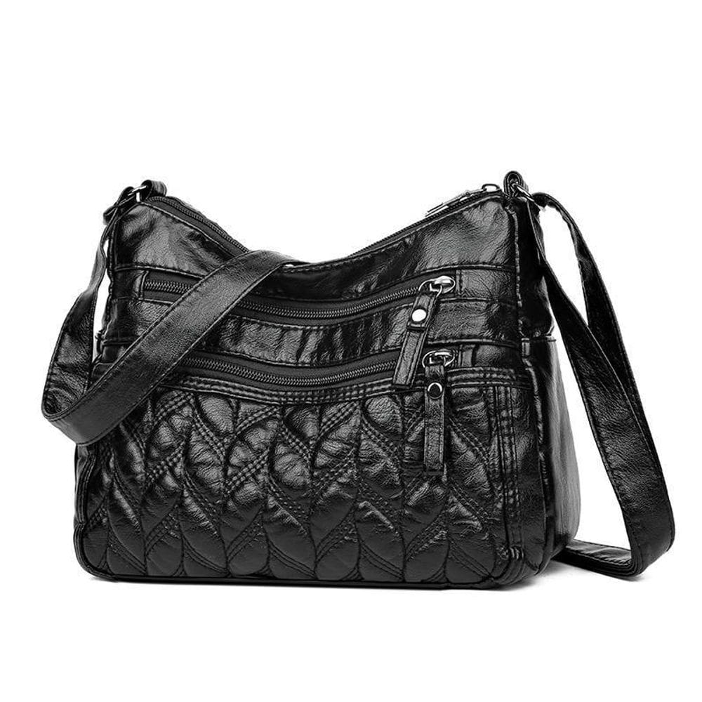 Bolsa Messenger feminina acolchoada de couro macio de grande capacidade