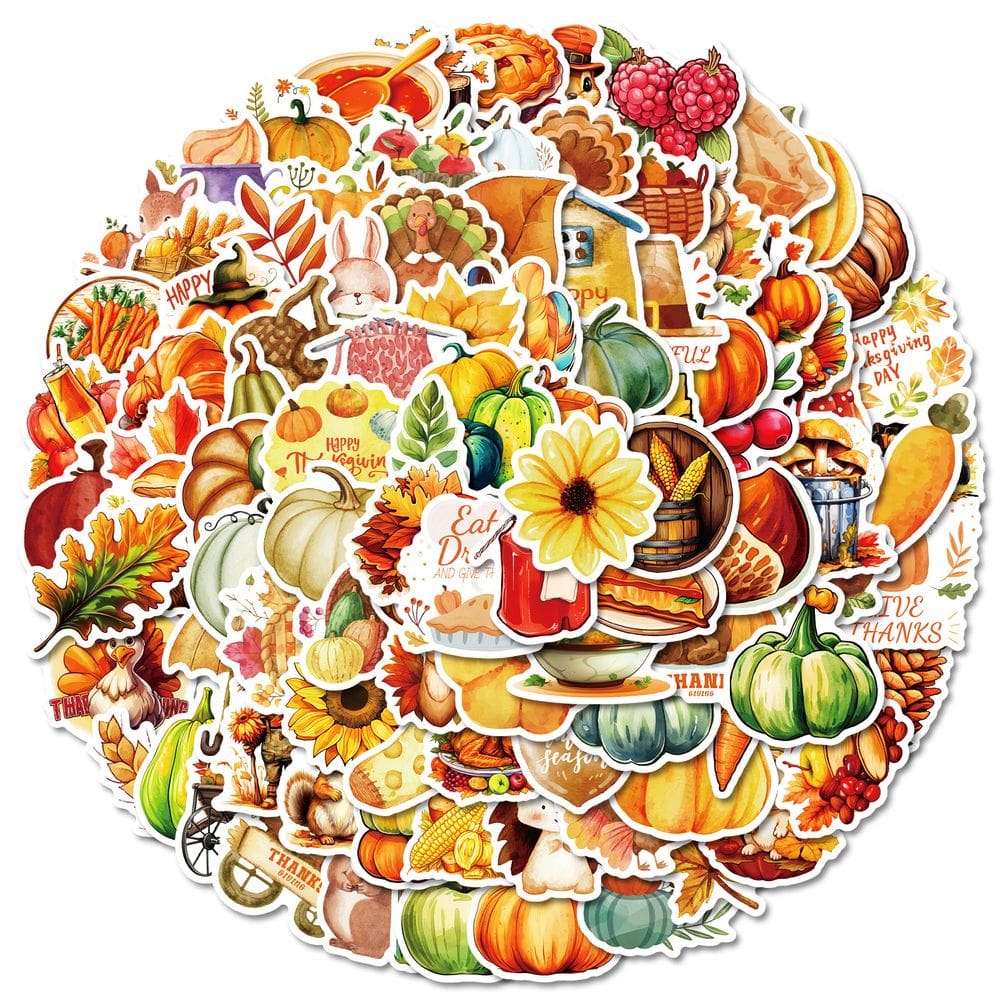 Pacote de adesivos Fall Harvest, 100 peças de desenho animado Pumpkin & Squirr