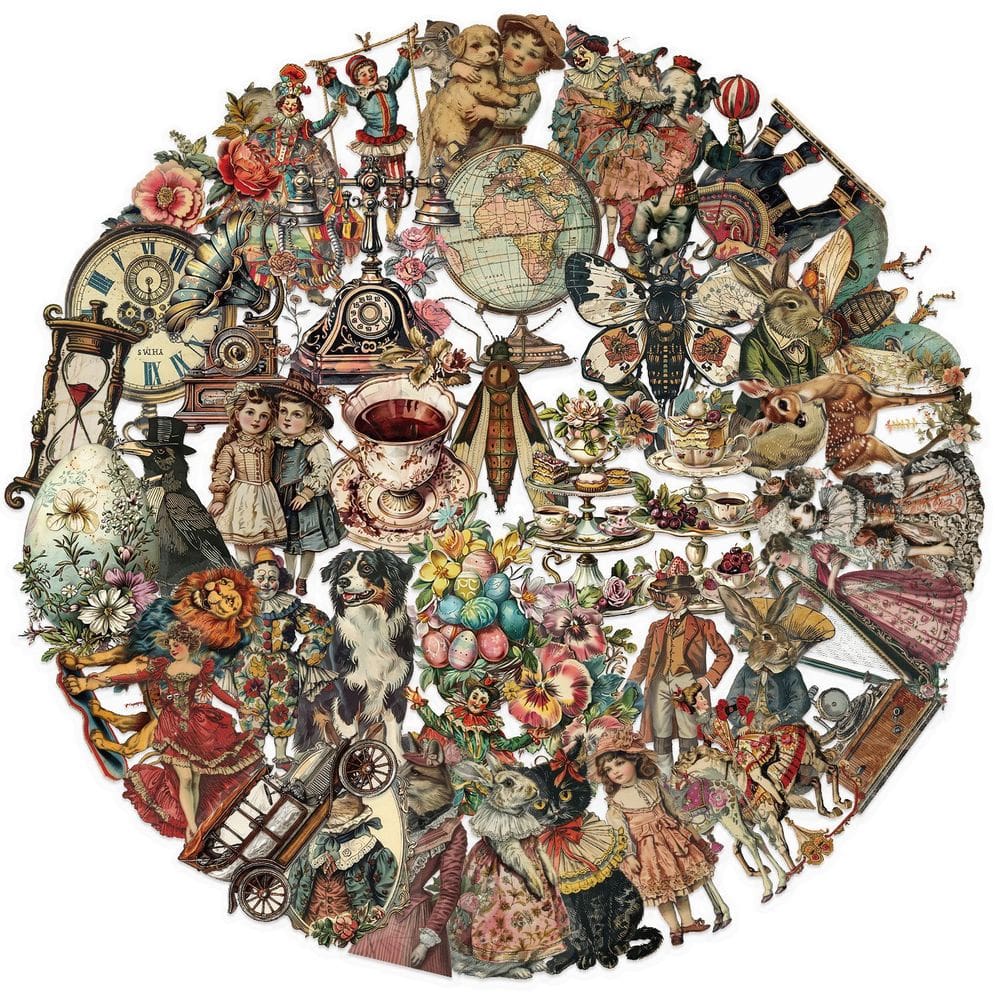 Pacote de adesivos Victorian Retro, 50 unidades de vinil impermeável