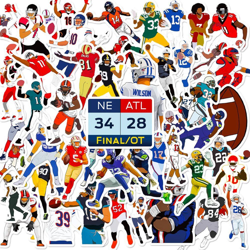 Conjunto de adesivos American Football, 50 unidades de vinil impermeável