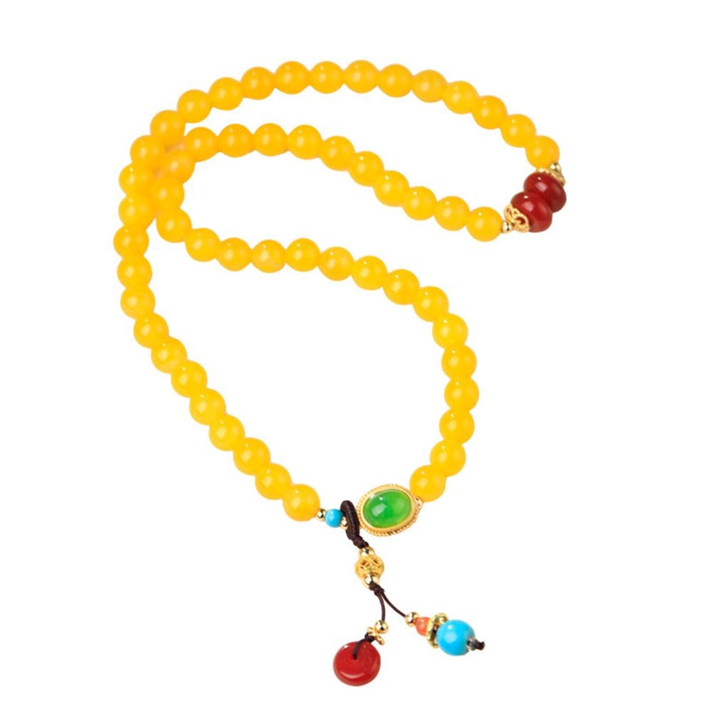 Pulseira de ágata amarela de camada dupla para mulheres com ágata vermelha