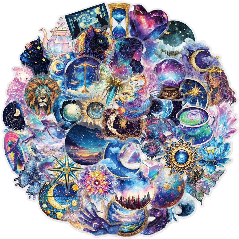 Pacote de adesivos Punk Galaxy Aesthetic Transparent PET x50