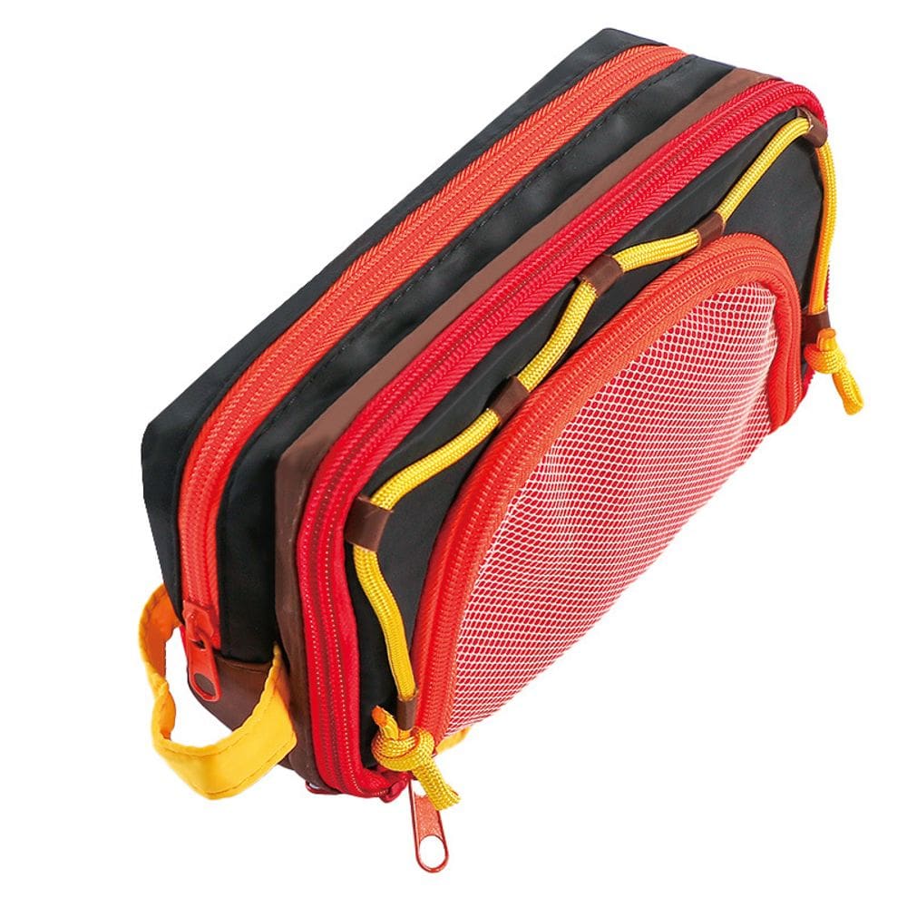 Estojo para lápis, estação portátil, tecido de grande capacidade, laranja/vermelho