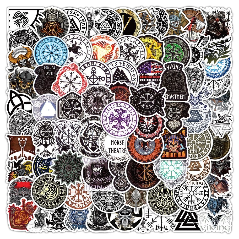 Pacote de adesivos Viking Norse Mythology, vinil impermeável, 150 unidades