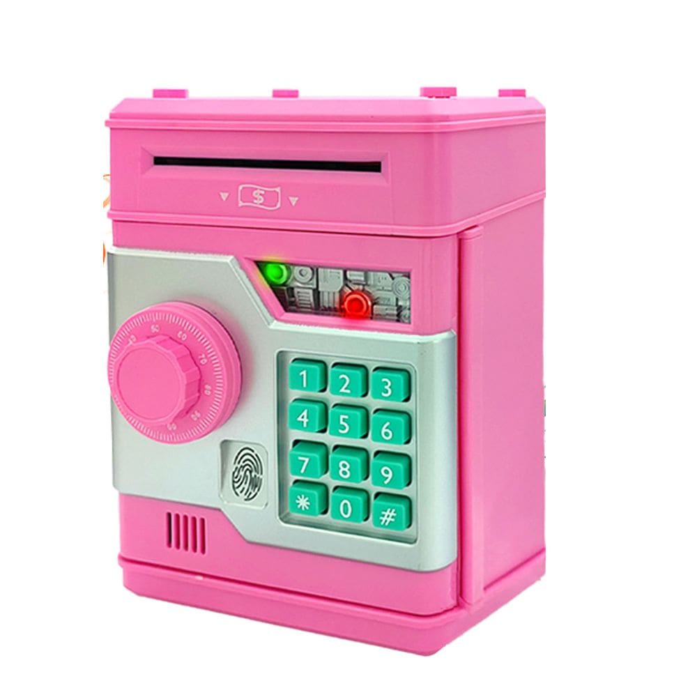 Caixa eletrônico de desenho animado Piggy Bank com sensor de impressão digital, música e luz