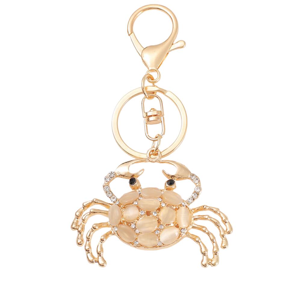 Chaveiro Elegant Crab com pedras de olho de gato e strass