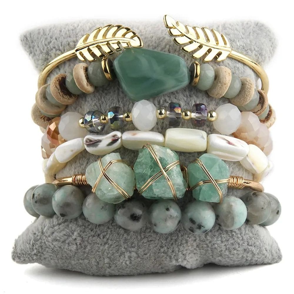 Conjunto de pulseiras Bohemian Stacked para mulheres feito à mão com miçangas
