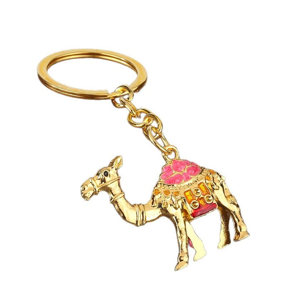 Chaveiro Gold Camel Alloy Animal Chaveiro com sela rosa