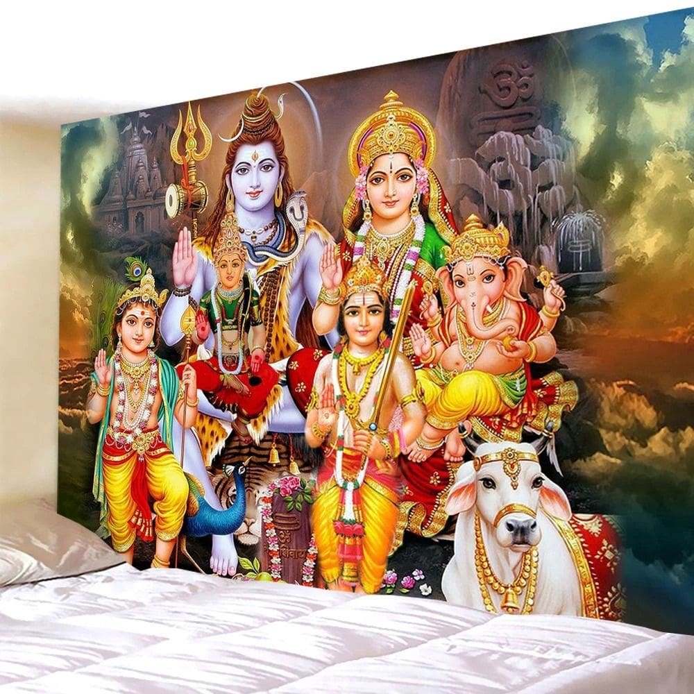 Tapeçaria pendurada na parede: Deus hindu, espiritual indiano colorido