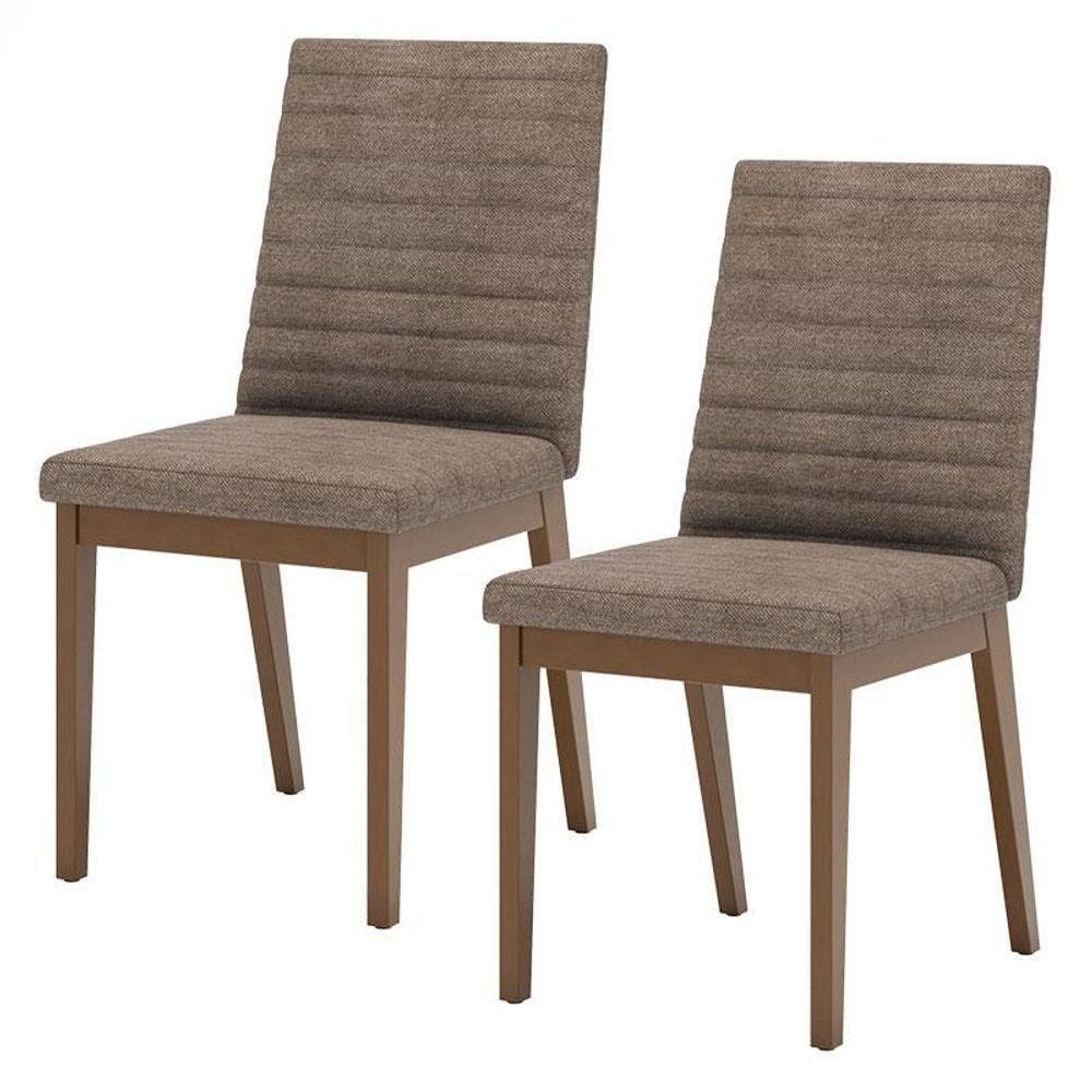 Cadeira Para Mesa De Jantar Elena Kit 02 Peças Nature Cacao - Henn