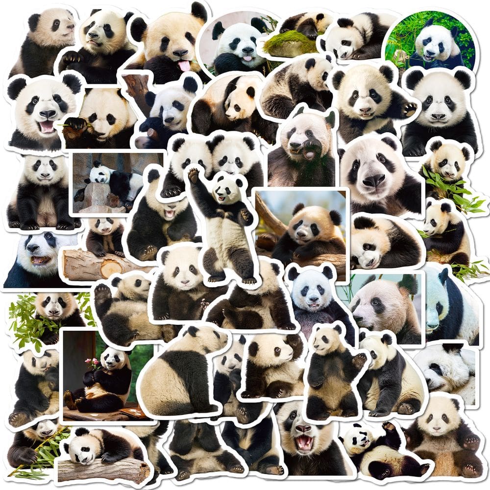 Adesivos realistas Panda, 50 unidades de vinil impermeável para bricolage