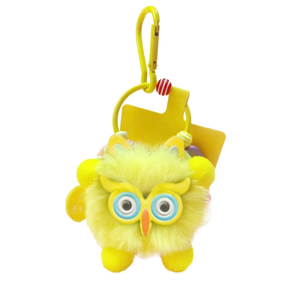 Chaveiro de pelúcia Cute Owl Soft Fluffy Chaveiro 8x10cm amarelo