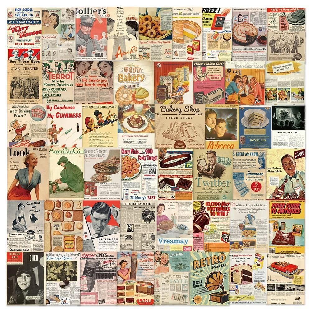 Pacote de adesivos Retro Magazine Vintage Nostalgic Aesthetic