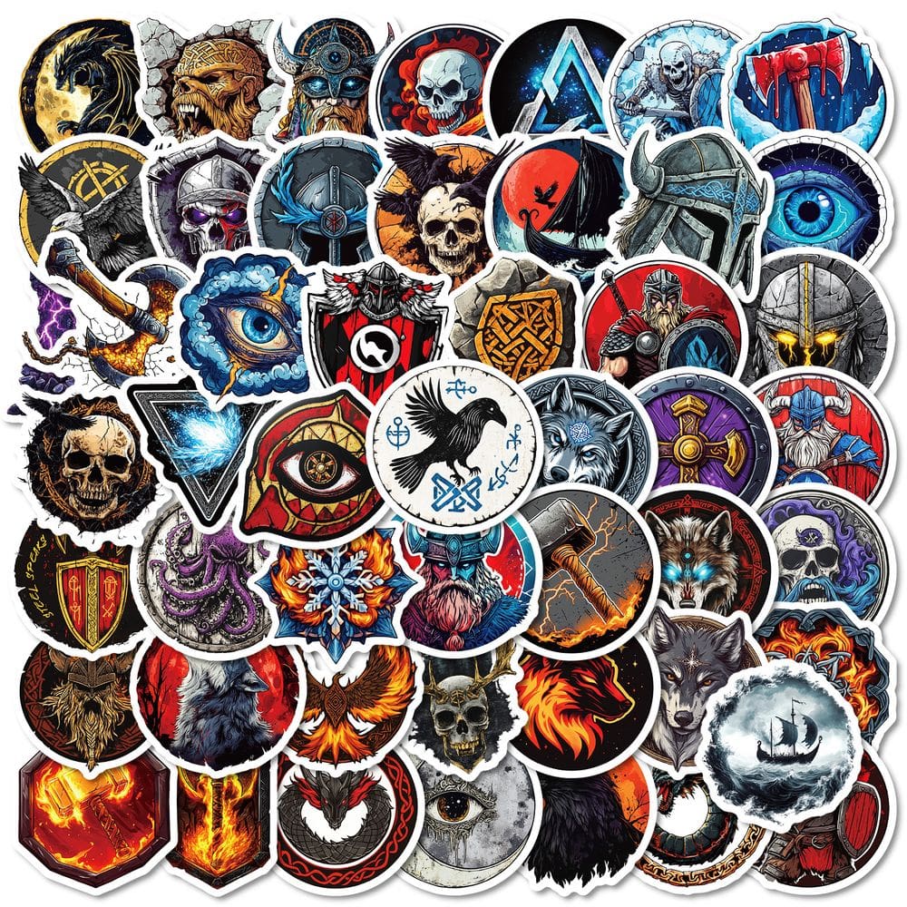 Pacote de adesivos Viking Norse Mythology, 50 unidades de vinil impermeável