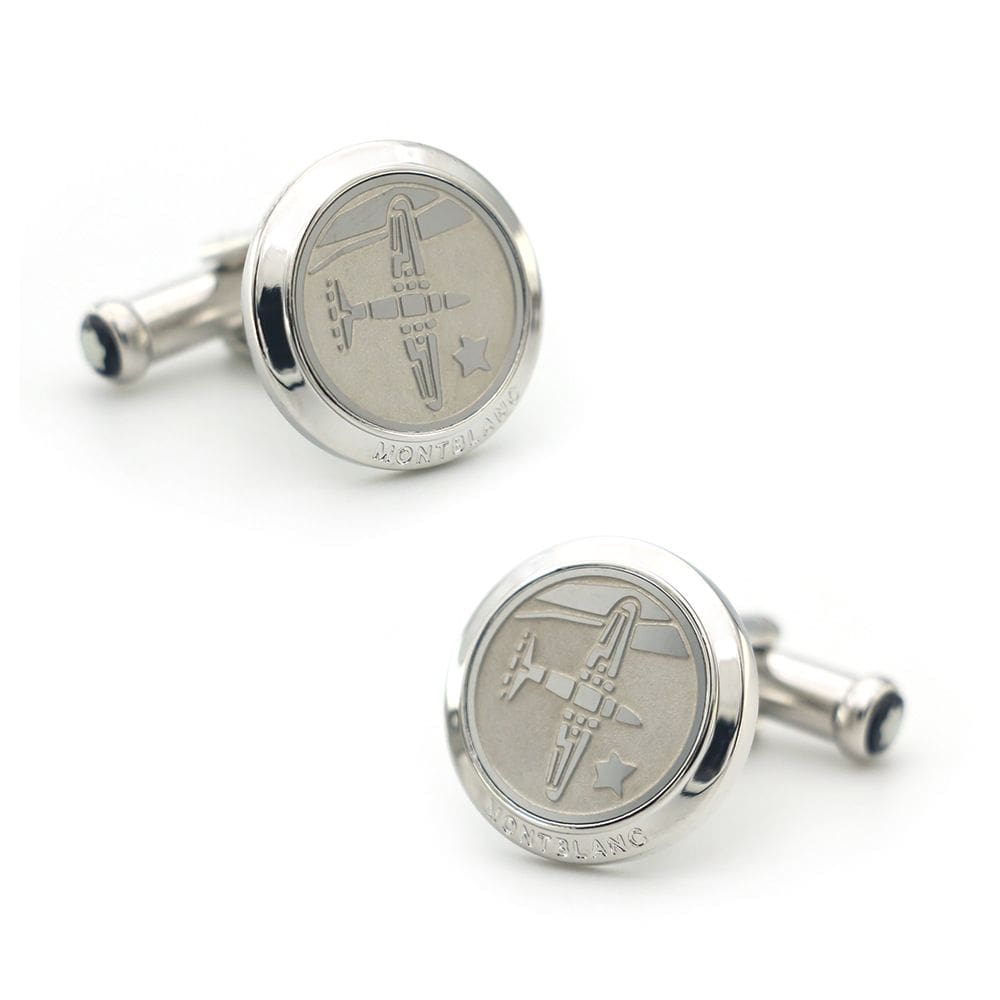 Avião Cufflinks com tema de aviação para homens em aço inoxidável