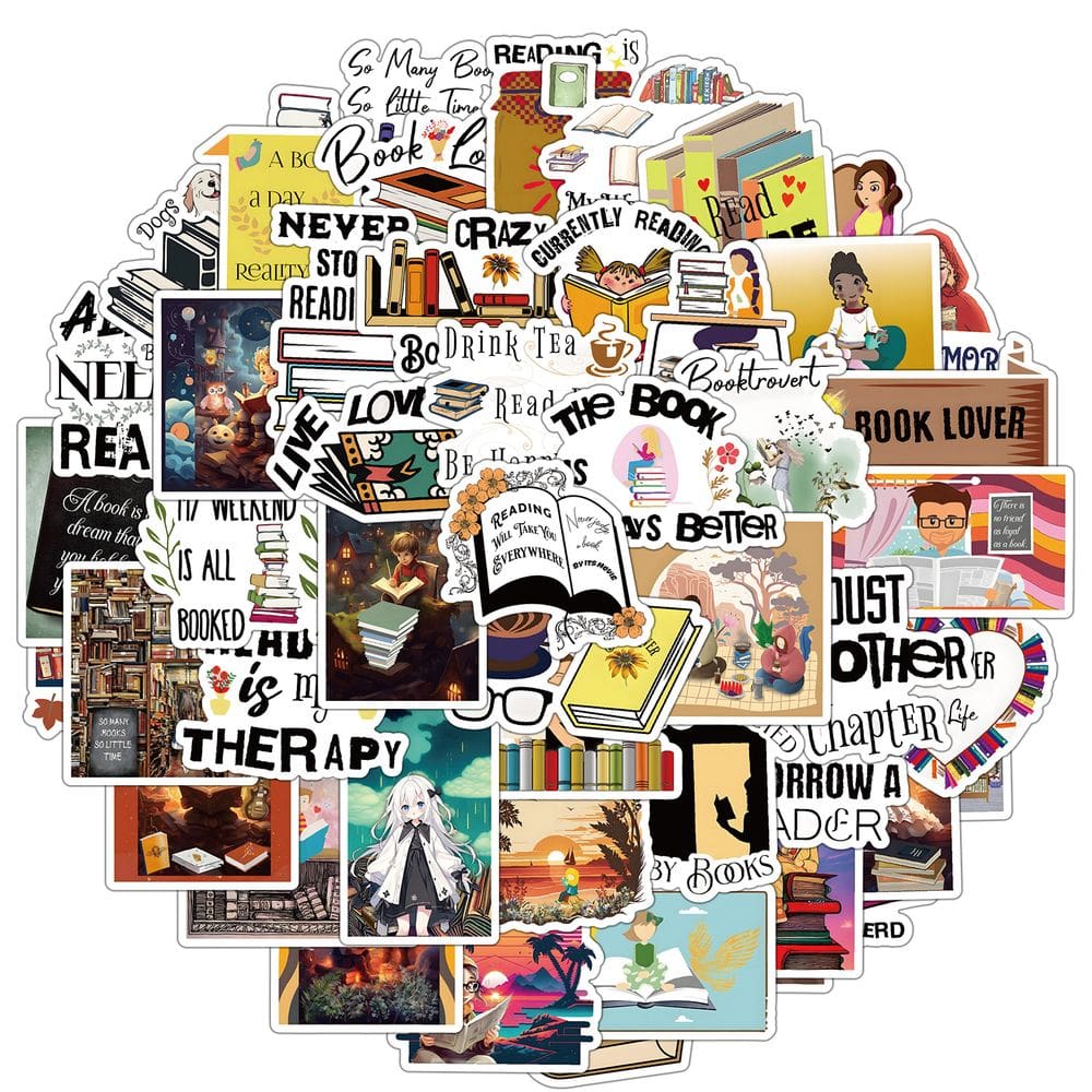Pacote de adesivos para ler 50 unidades de vinil impermeável Book Lover