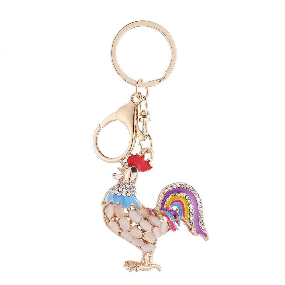 Chaveiro Galo colorido com strass de cristal