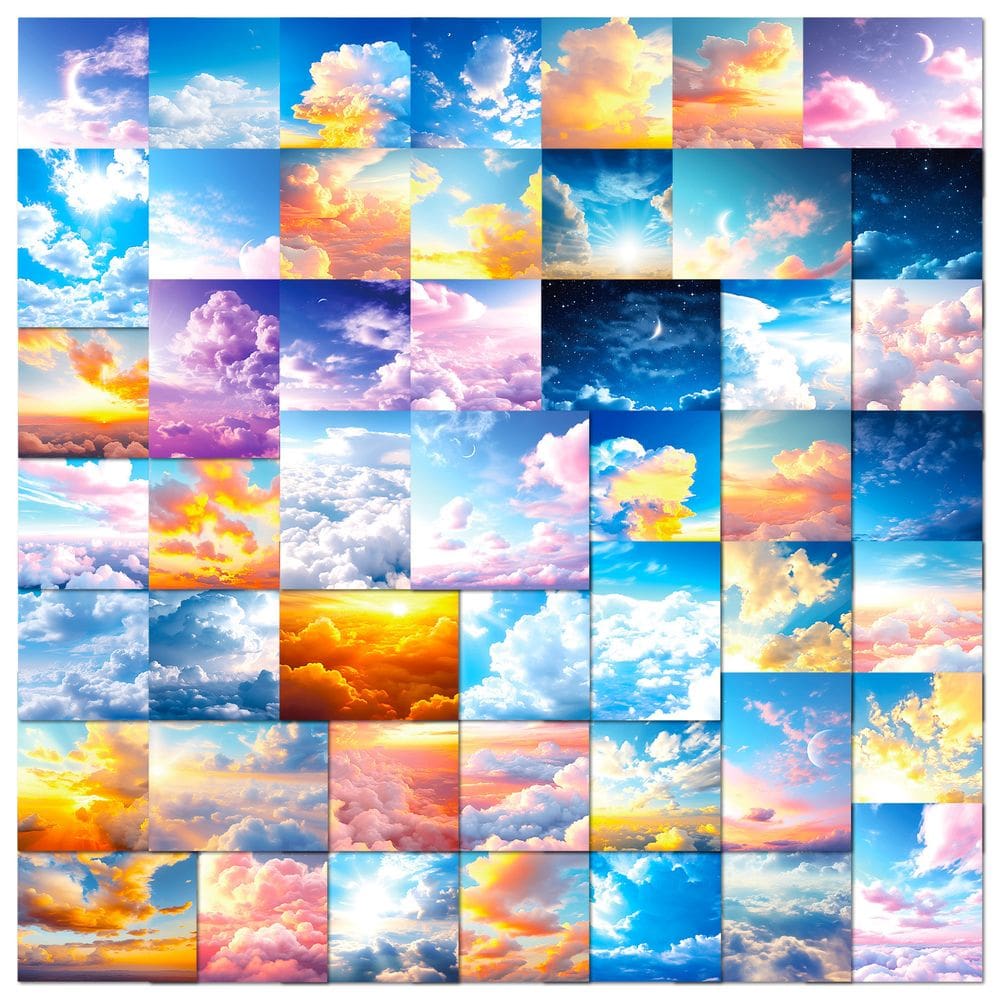 Adesivos Fantasy Sky Aesthetic Cloud Sunset Vinyl Dec, 50 unidades