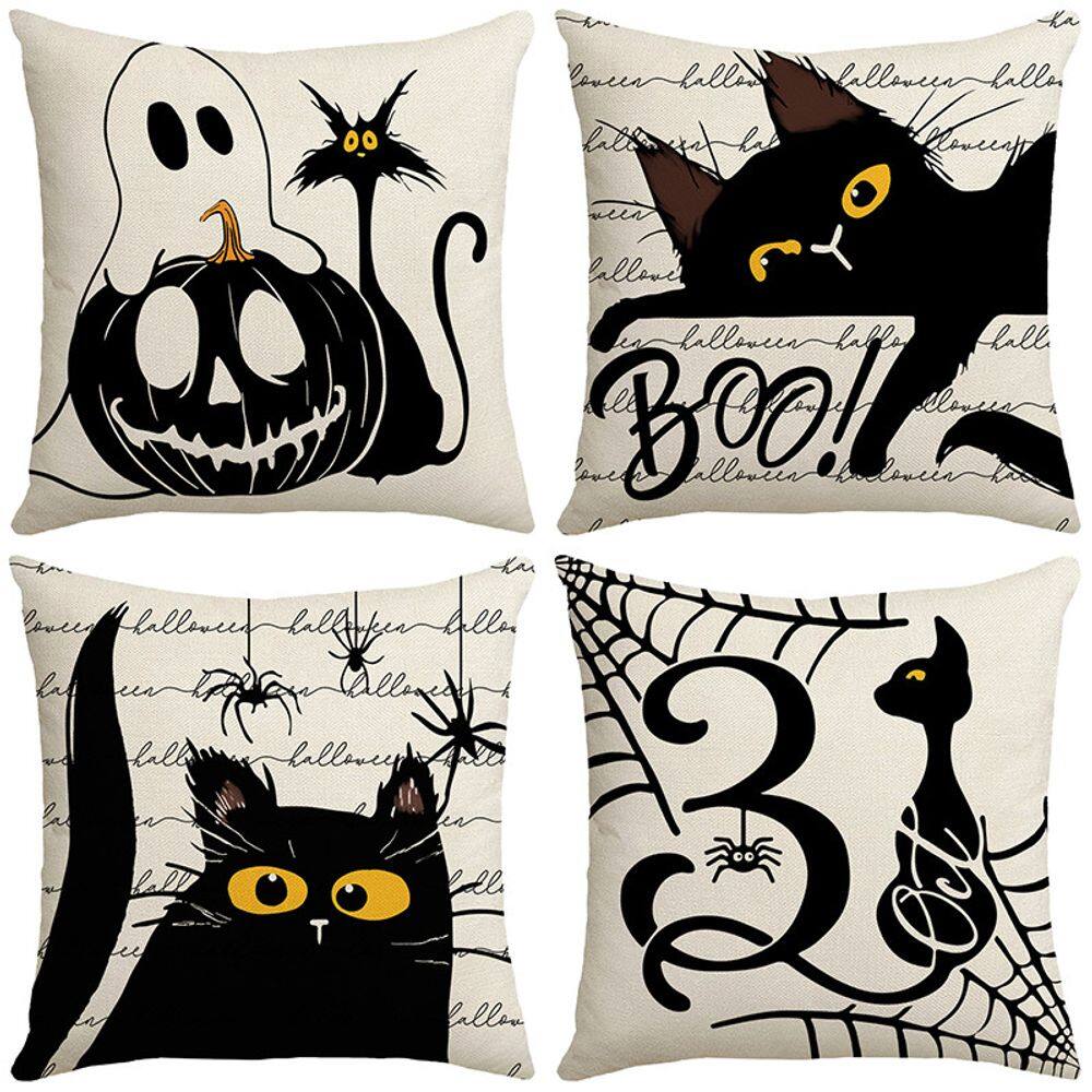 Conjunto de fronhas para almofadas decorativas de Halloween x4 45x45cm