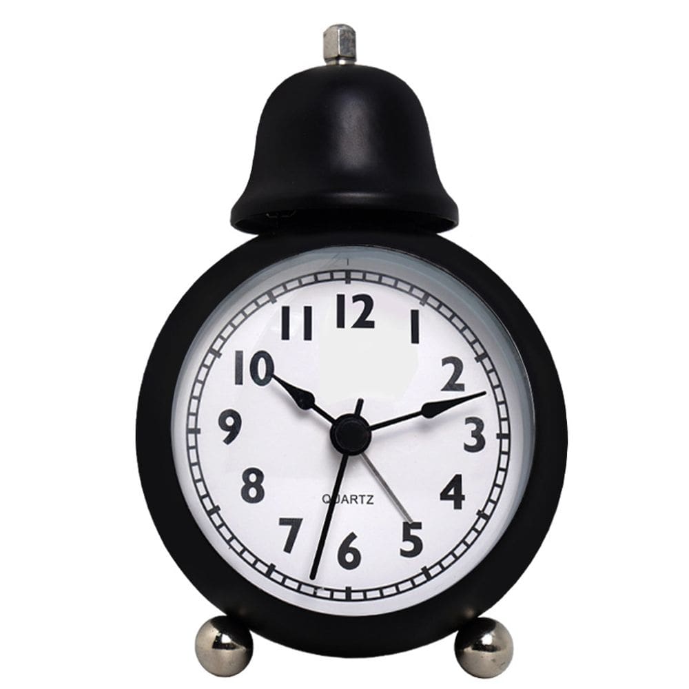 Despertador clássico de metal retrô de metal único preto 13x8,5x6cm