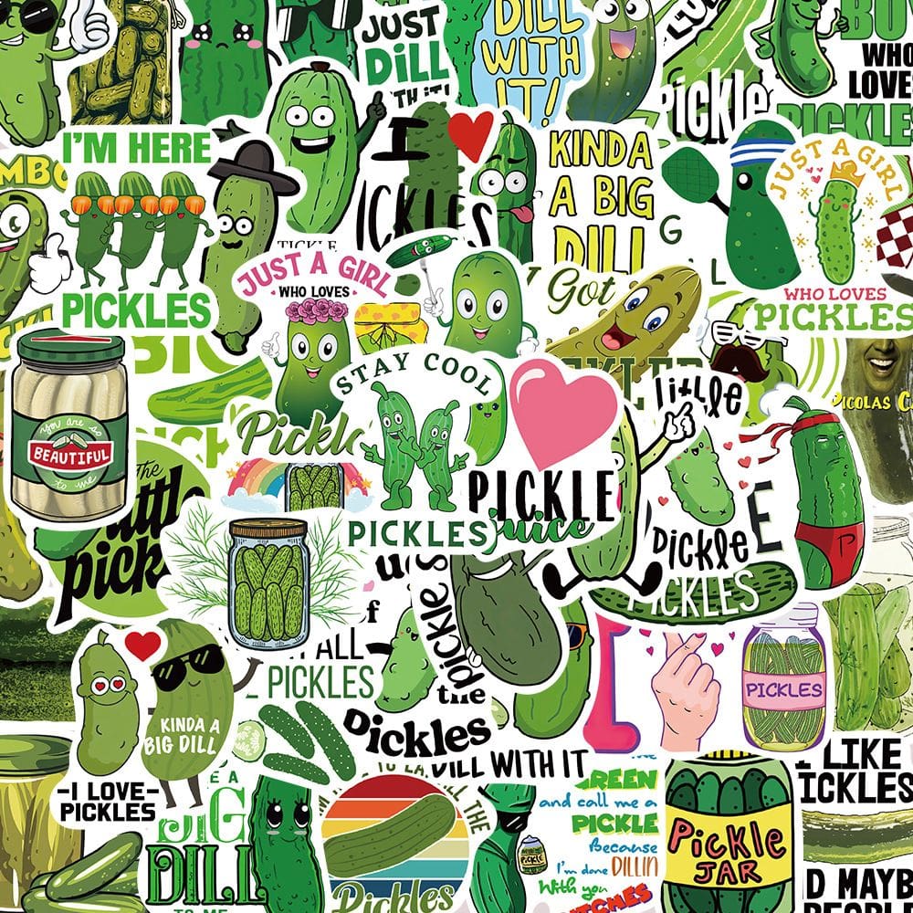 Pacote de adesivos Funny Pickle, 50 unidades à prova d`água para laptop, álbum de recortes