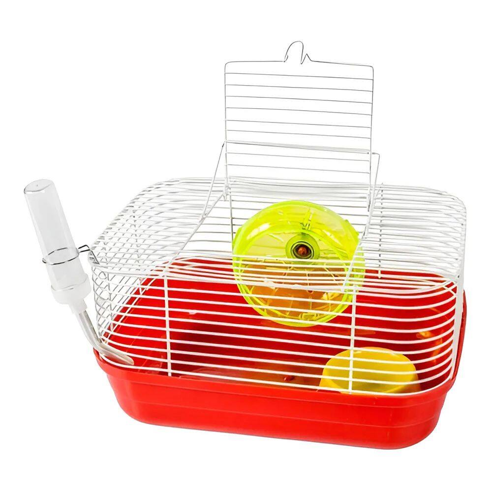 Gaiola Para Roedores Hamster Top Star Rodinha Completa Metal Jel Plast Vermelha