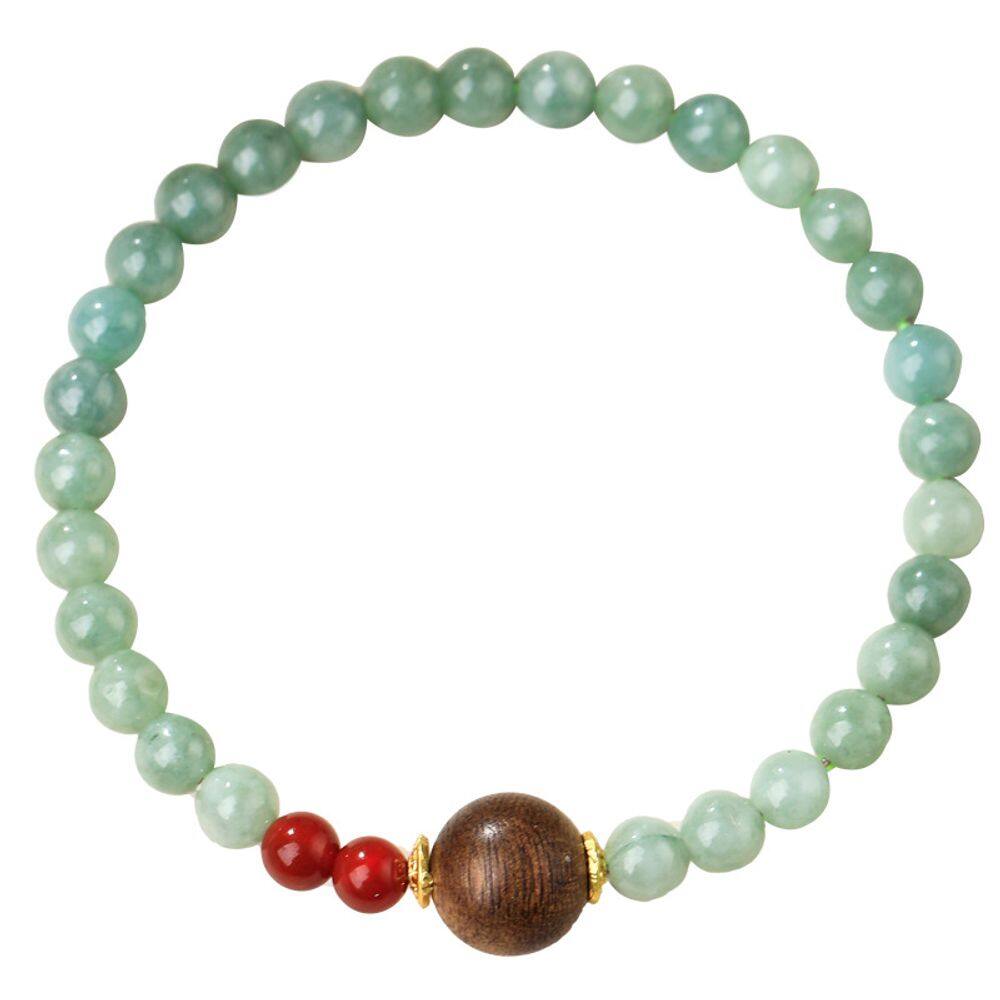 Pulseira Jadeite 2025 para mulheres, pulseiras de contas verdes de 5 mm