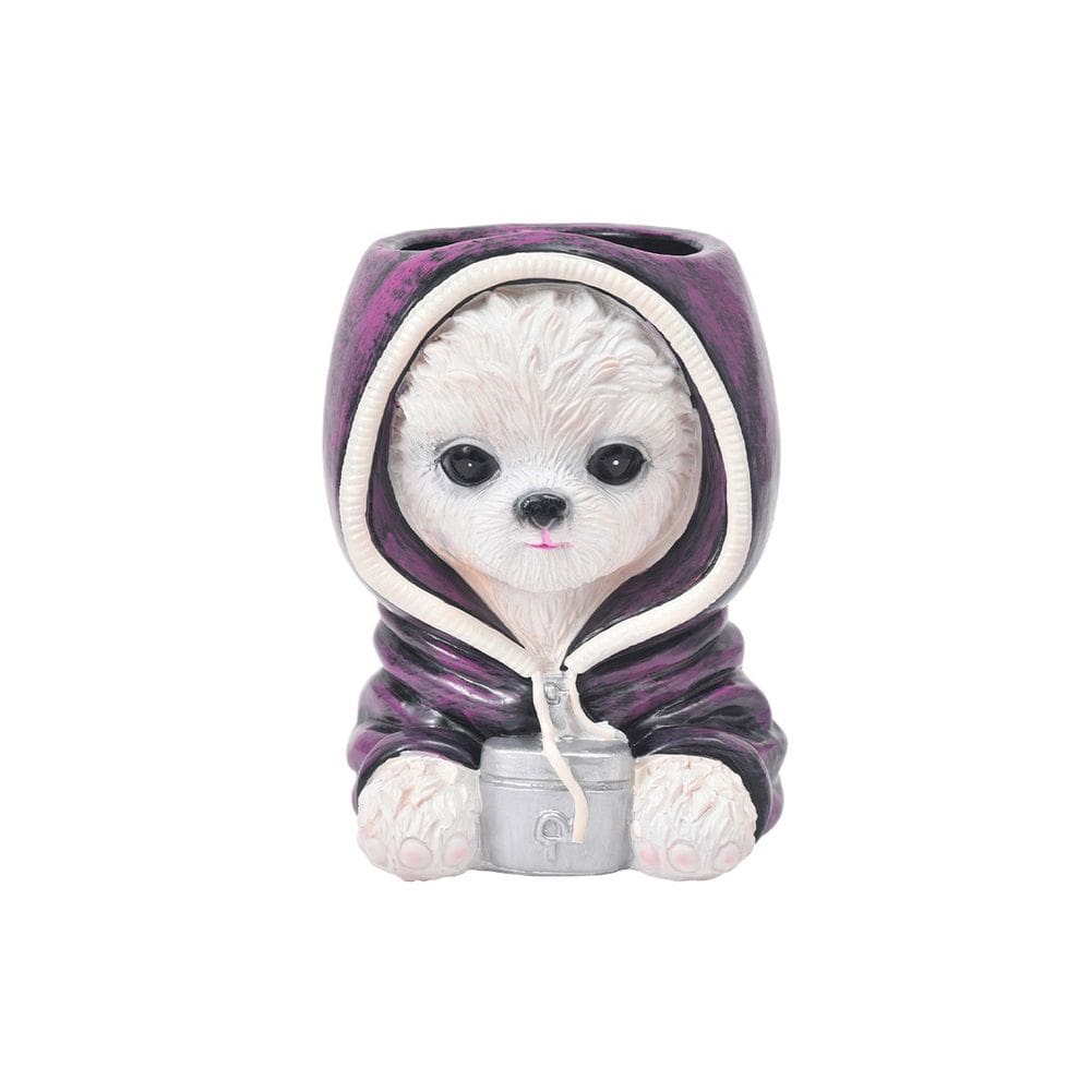 Vaso de resina em forma de cachorro com capuz para plantas em ambientes internos/externos