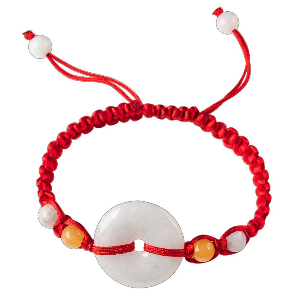 Pulseira de cordão vermelho tecido à mão para homens e mulheres com pingente de jade