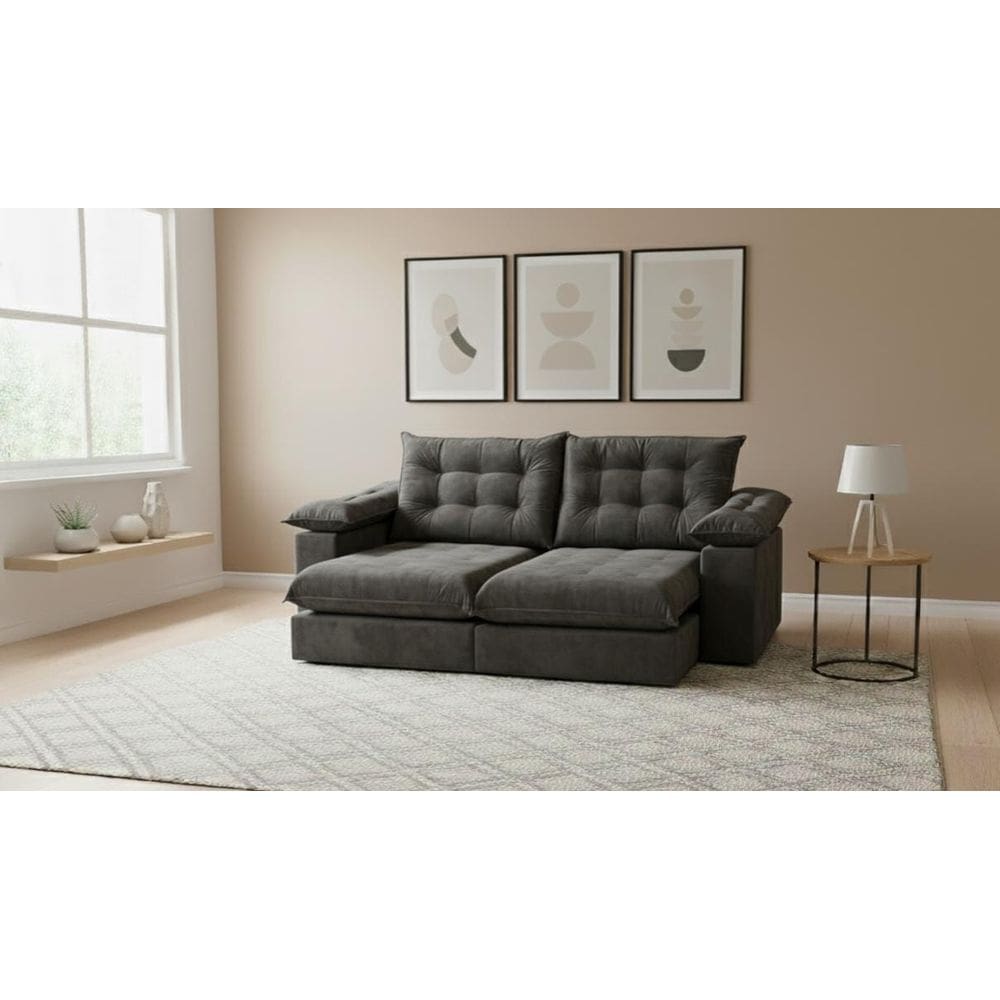 Sofá Retrátil Reclinável 2,50m Viena Premium Molas Ensacadas