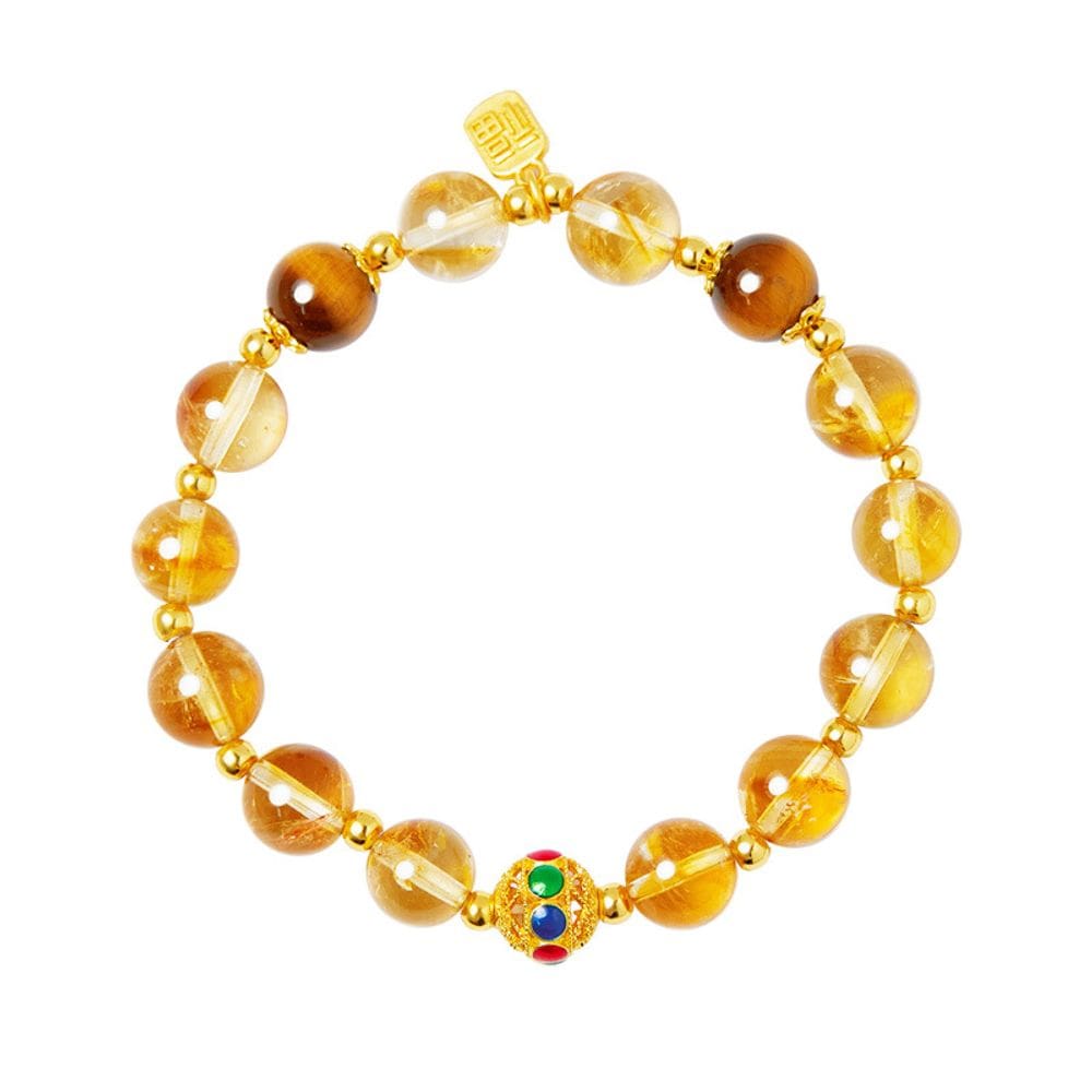 Pulseira S925 em prata esterlina oca com cristal amarelo