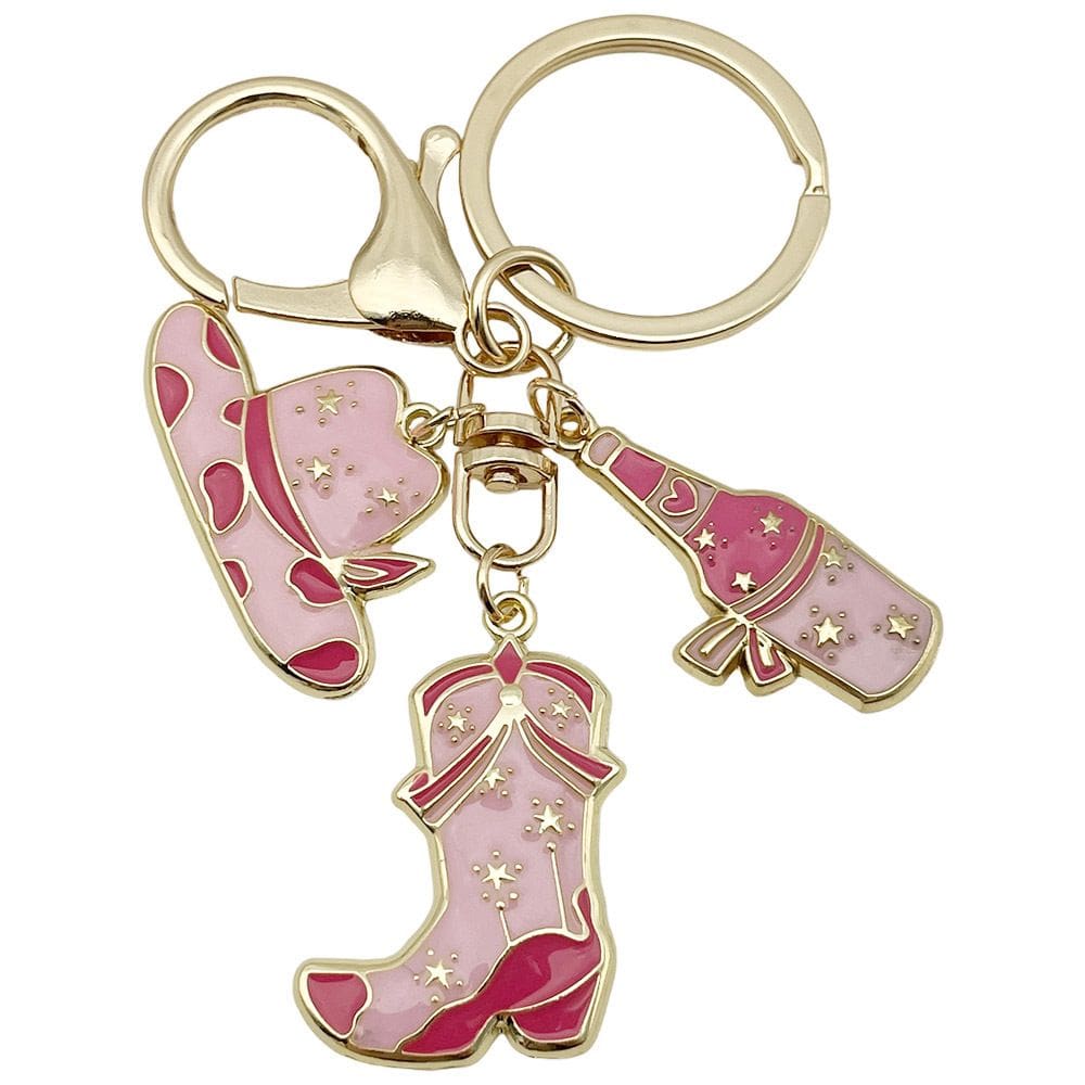 Chaveiro Western Cowboy Pink para mulheres, botas de liga leve
