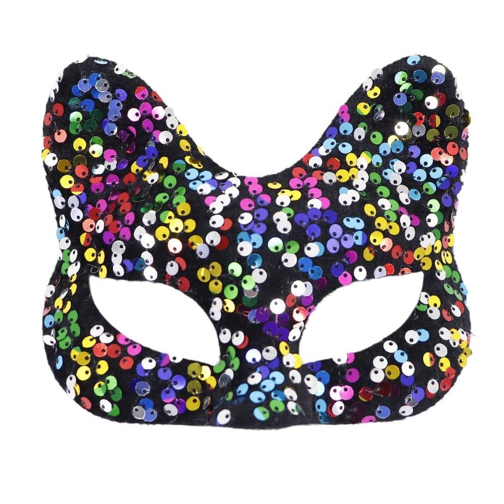 Máscara de máscara de lantejoulas em forma de raposa, PVC, meia face, unissex