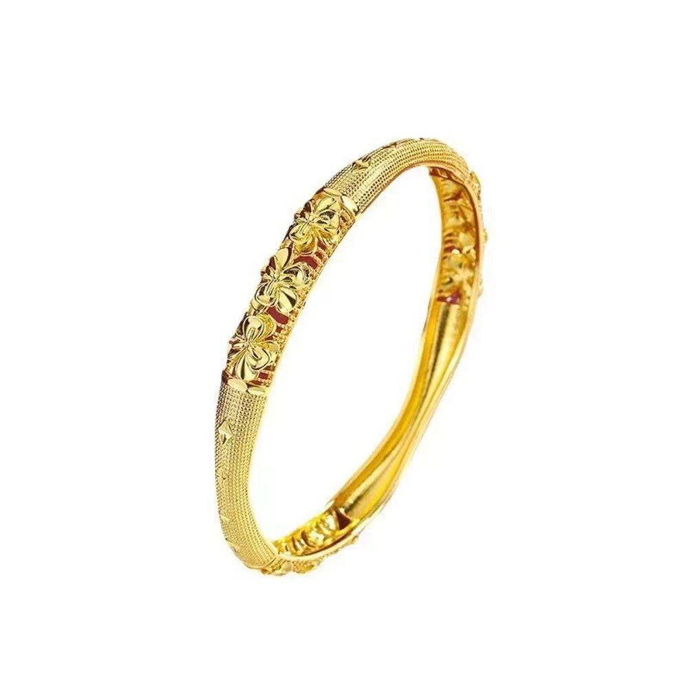 Pulseira Vietnamese Gold Placer Retro Floral para Mulheres