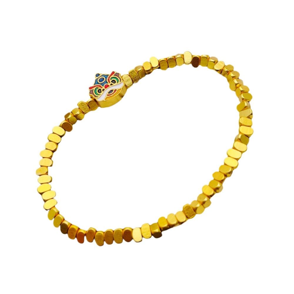 Pulseira de cabeça de leão banhada a ouro para mulheres em estilo chinês