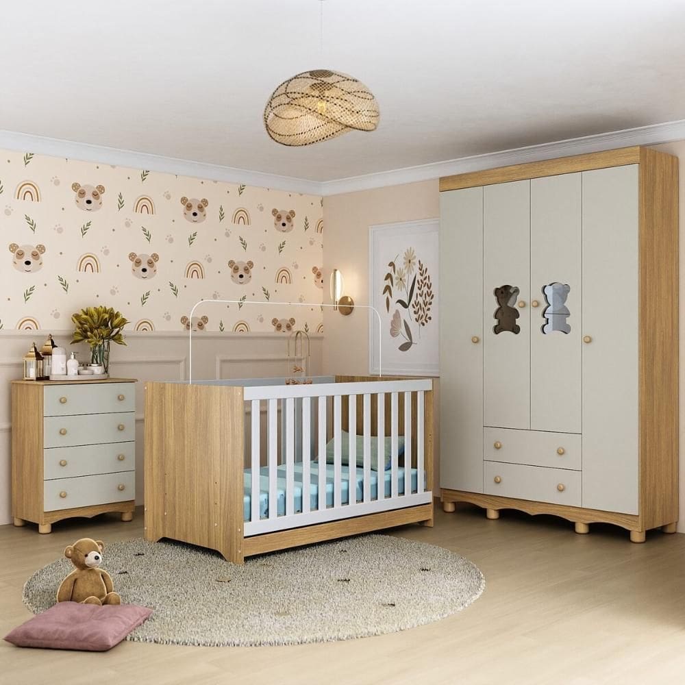 Quarto de Bebê Completo com Berço Americano 3 em 1 Ternura Multimóveis MP4651