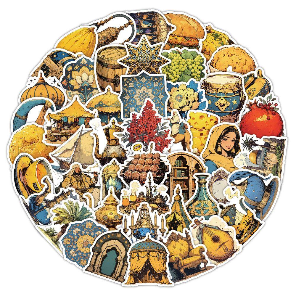 Adesivos vintage do Oriente Médio, 50 peças de vinil impermeável