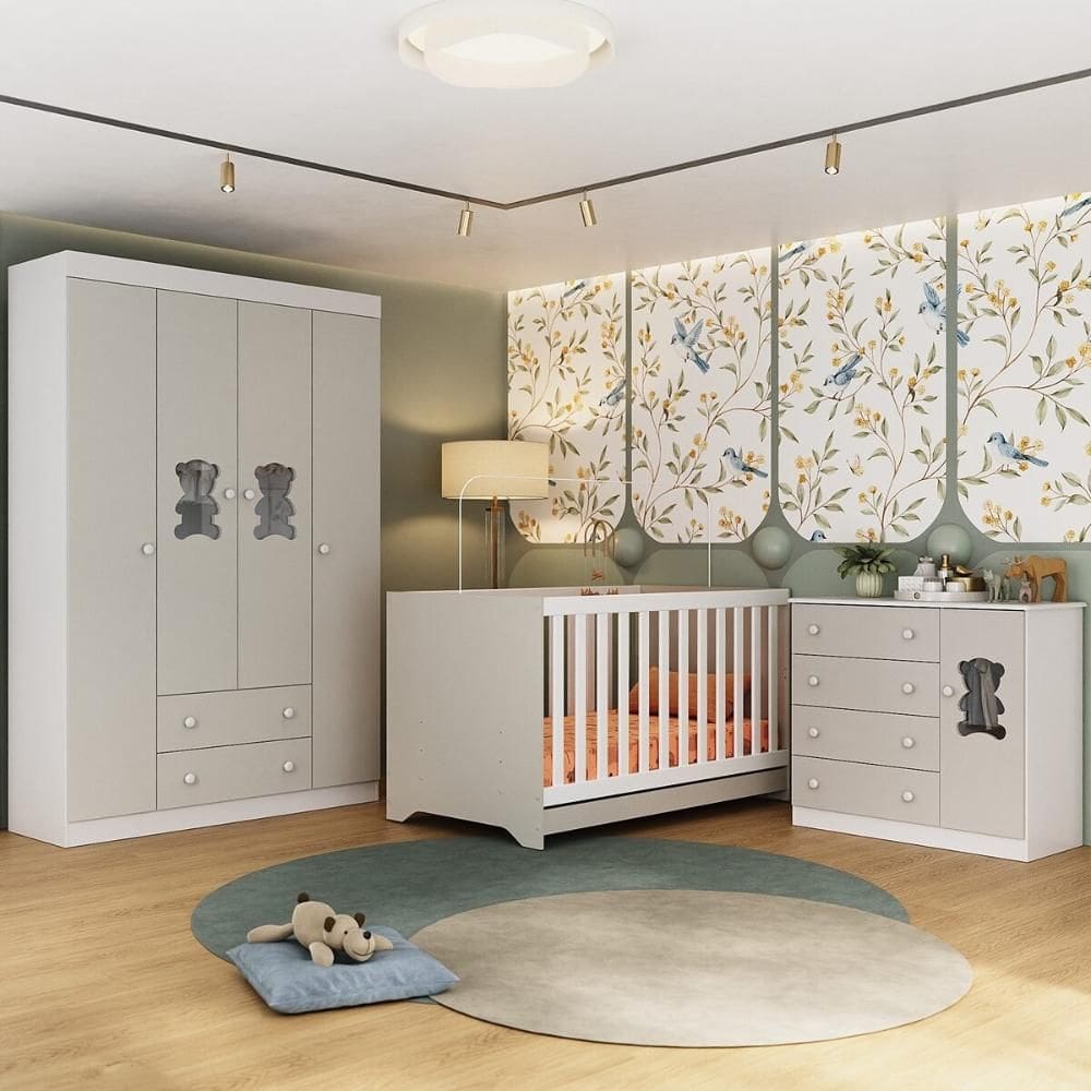 Quarto de Bebê Completo com Berço Americano 3 em 1 Teddy Multimóveis MP4644