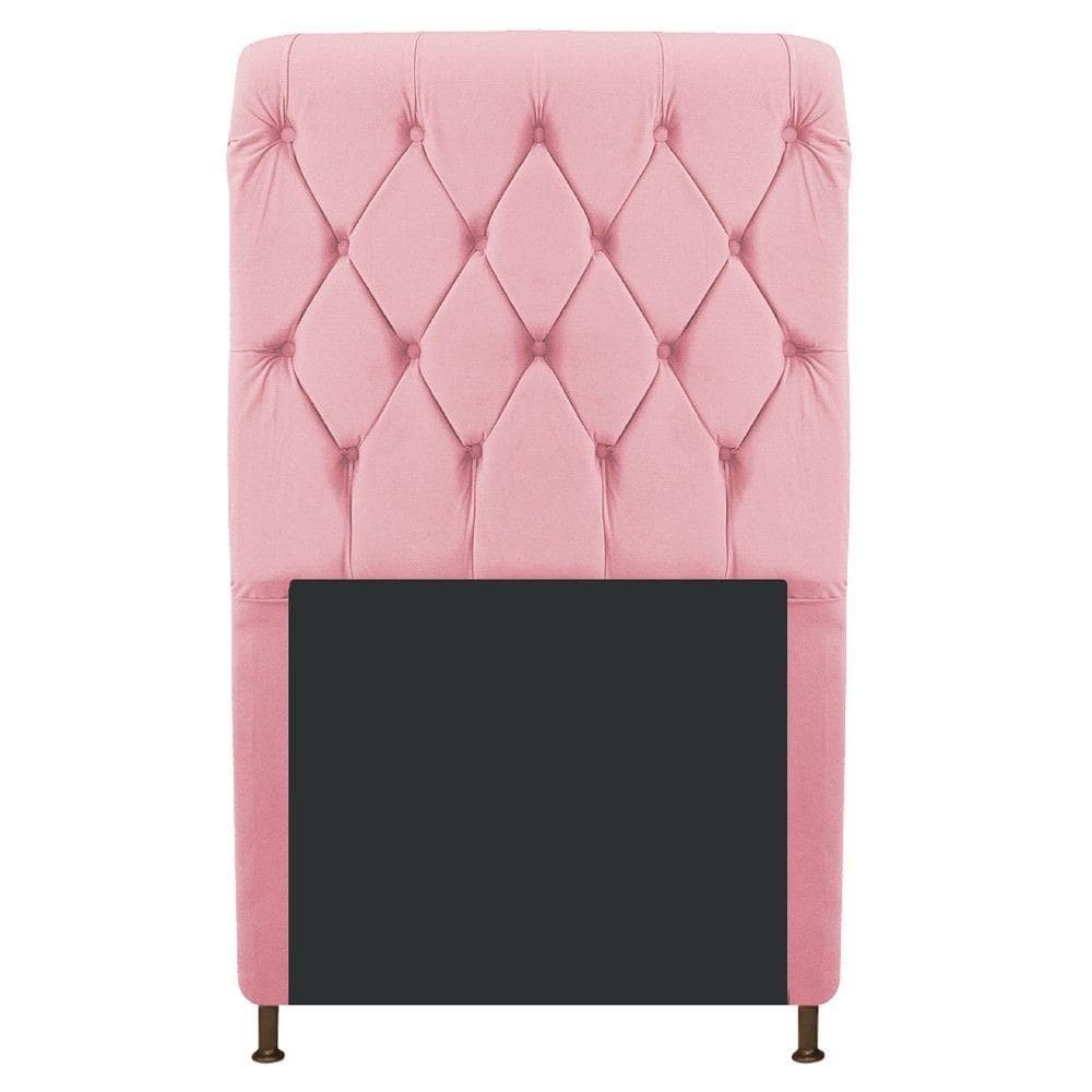 Cabeceira Cristal 90Cm Solteiro Com Capitonê Suede Rosa Bebê