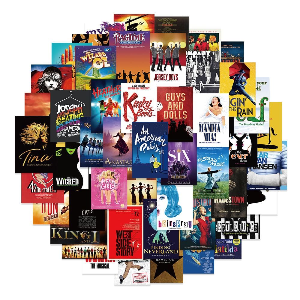 Pacote de adesivos: pôster musical, 52 unidades, Classic Theatre & Broadway